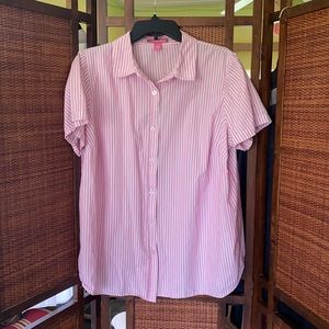 “Camp Shirt “Woman Within striped shirt